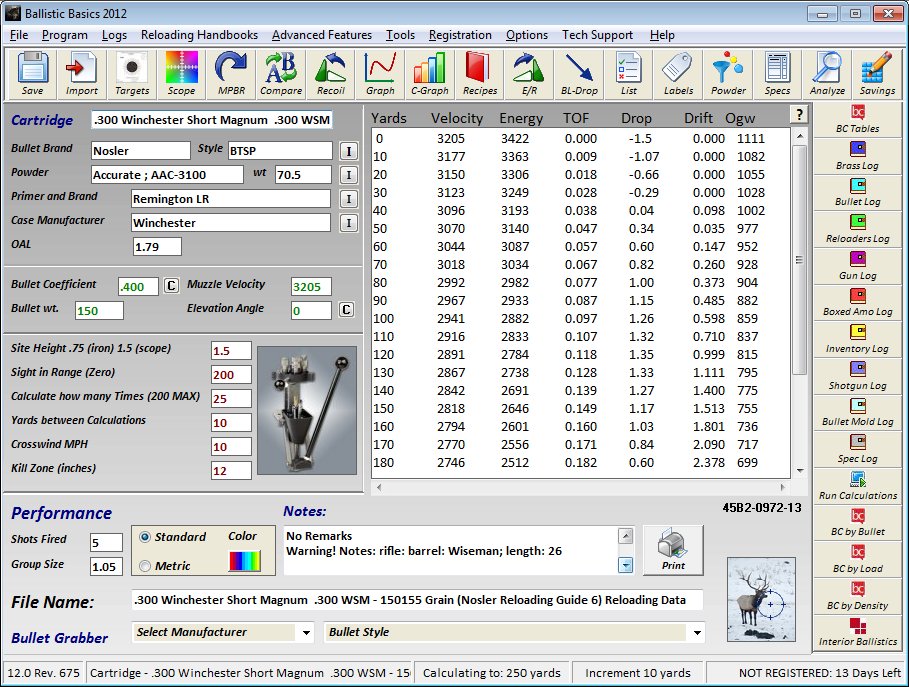 Ballistic Basics Main Window